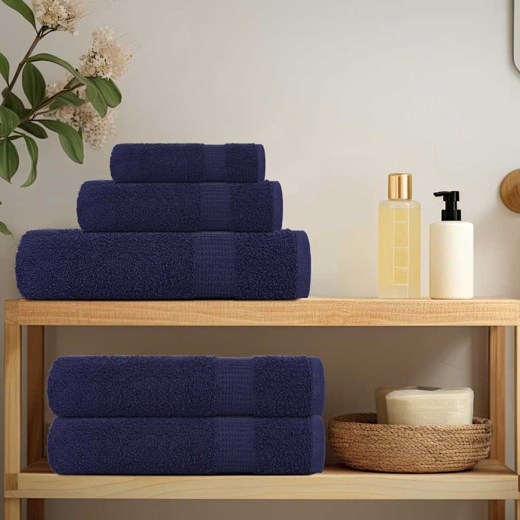 Ensemble de serviettes Vidaxl 8 pièces 360 g m² 100% Cotton Navy Bleu
