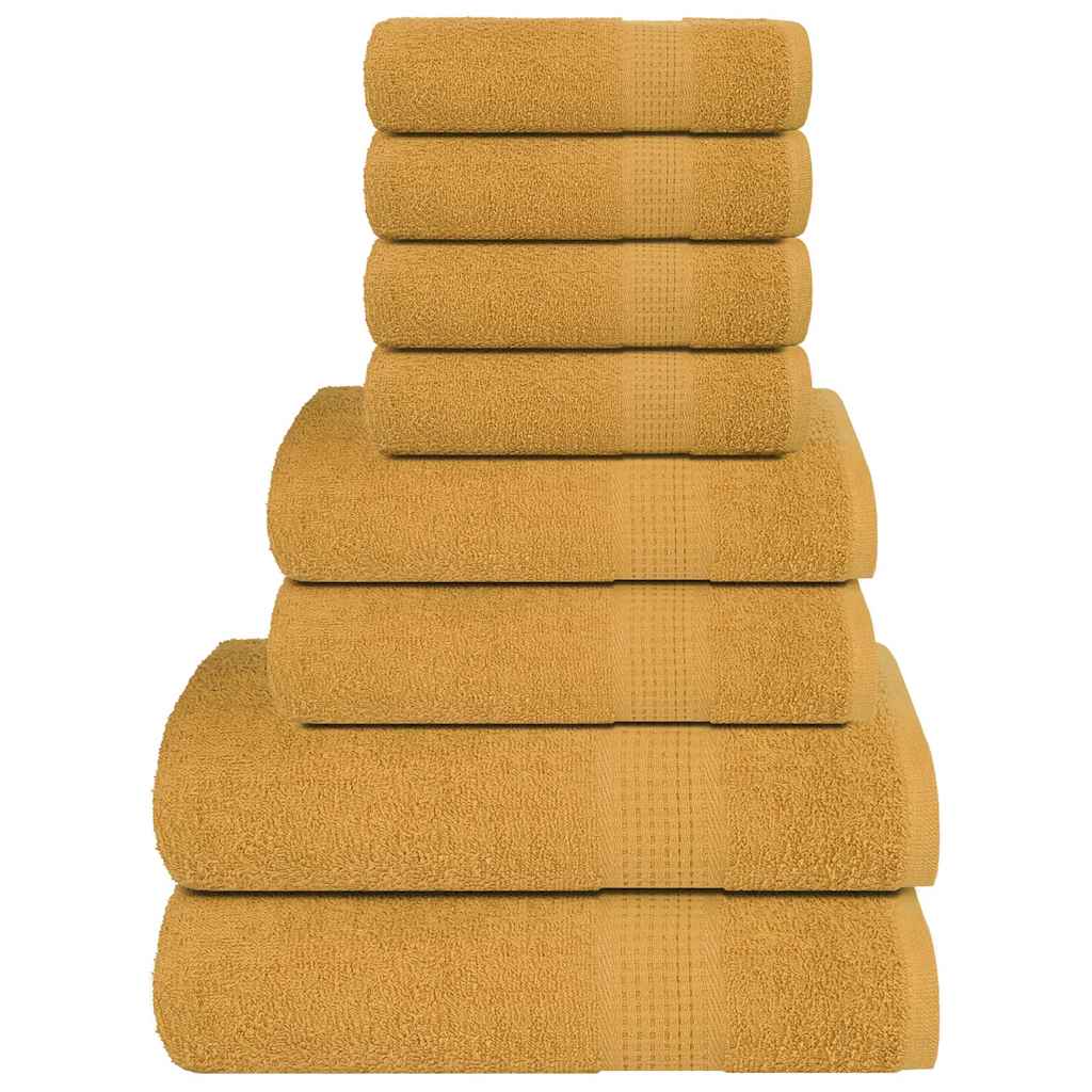 Ensemble de serviettes Vidaxl 8 pièces 360 g m² 100% coton or de couleur