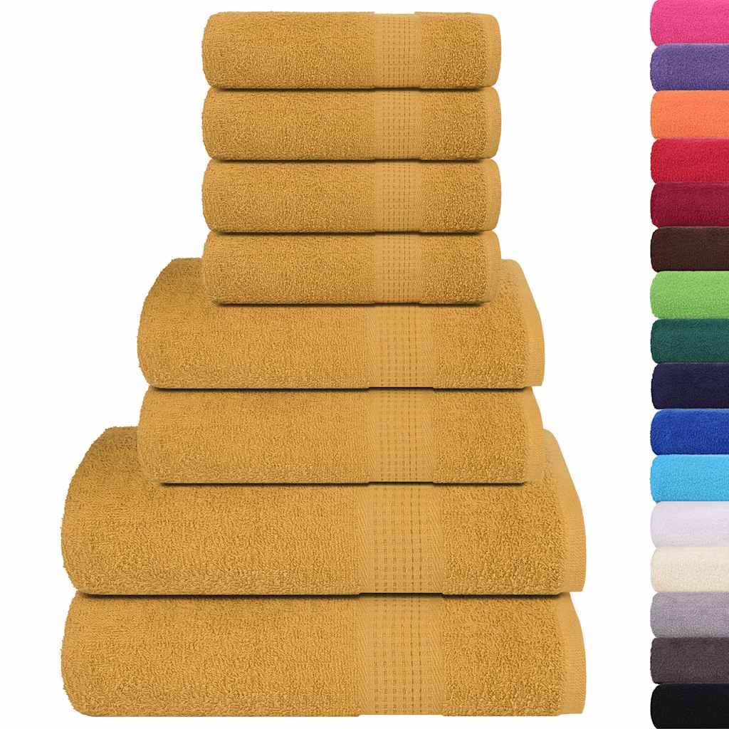 Ensemble de serviettes Vidaxl 8 pièces 360 g m² 100% coton or de couleur