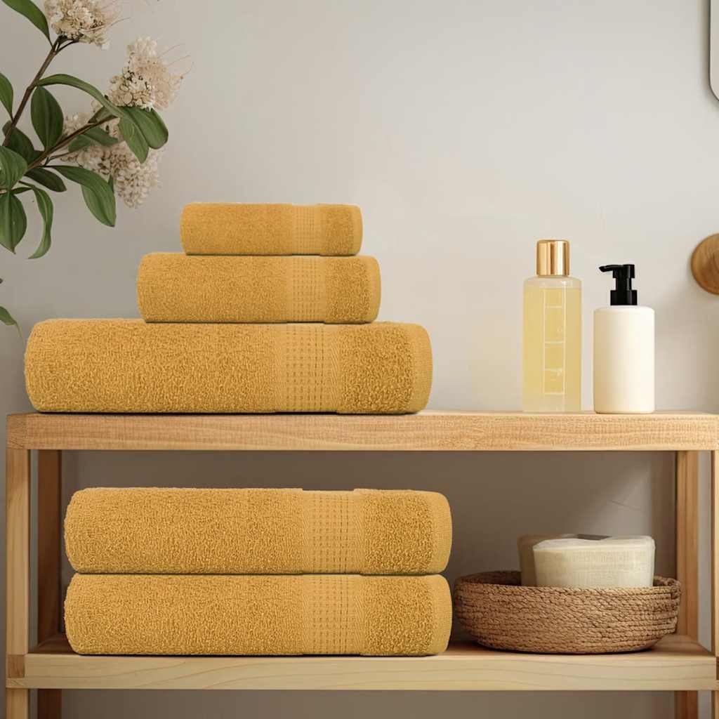 Ensemble de serviettes Vidaxl 8 pièces 360 g m² 100% coton or de couleur