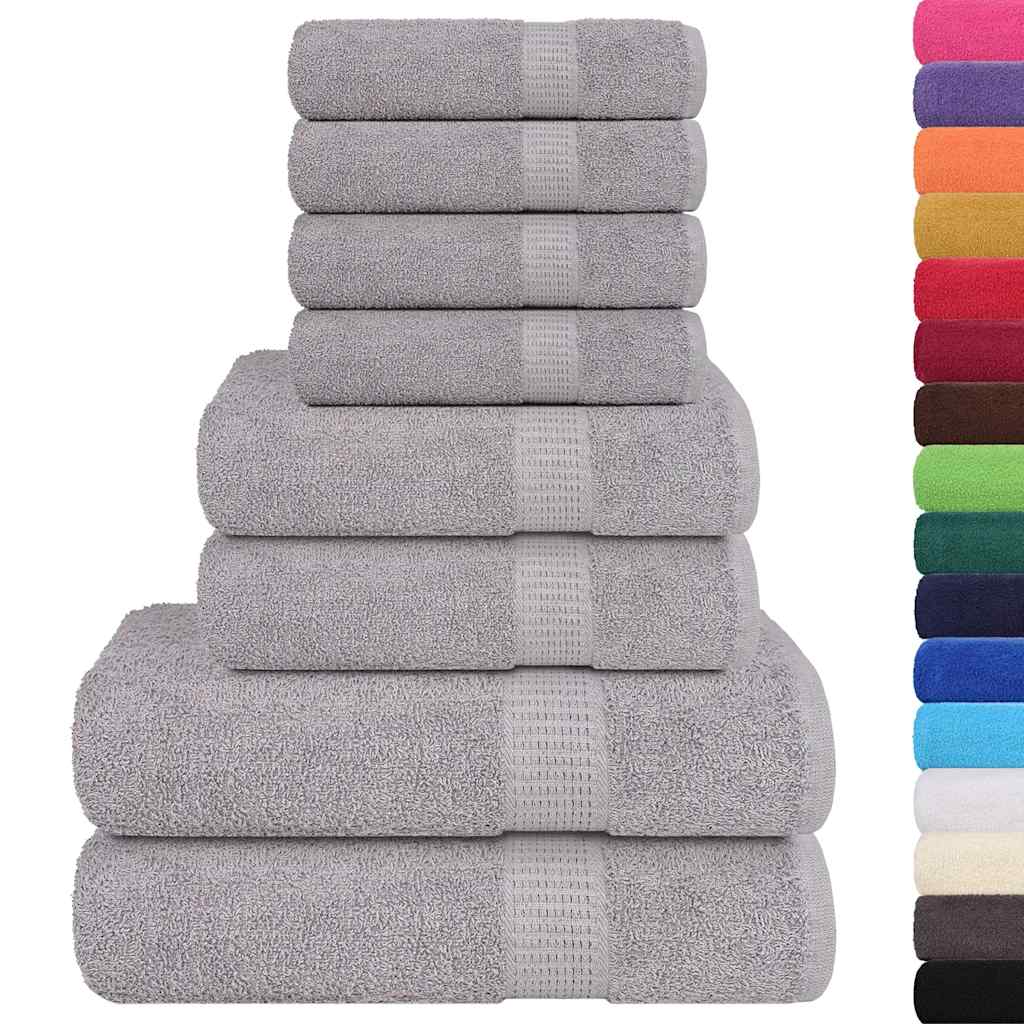 Ensemble de serviettes Vidaxl 8 pièces 360 g m² 100% coton gris