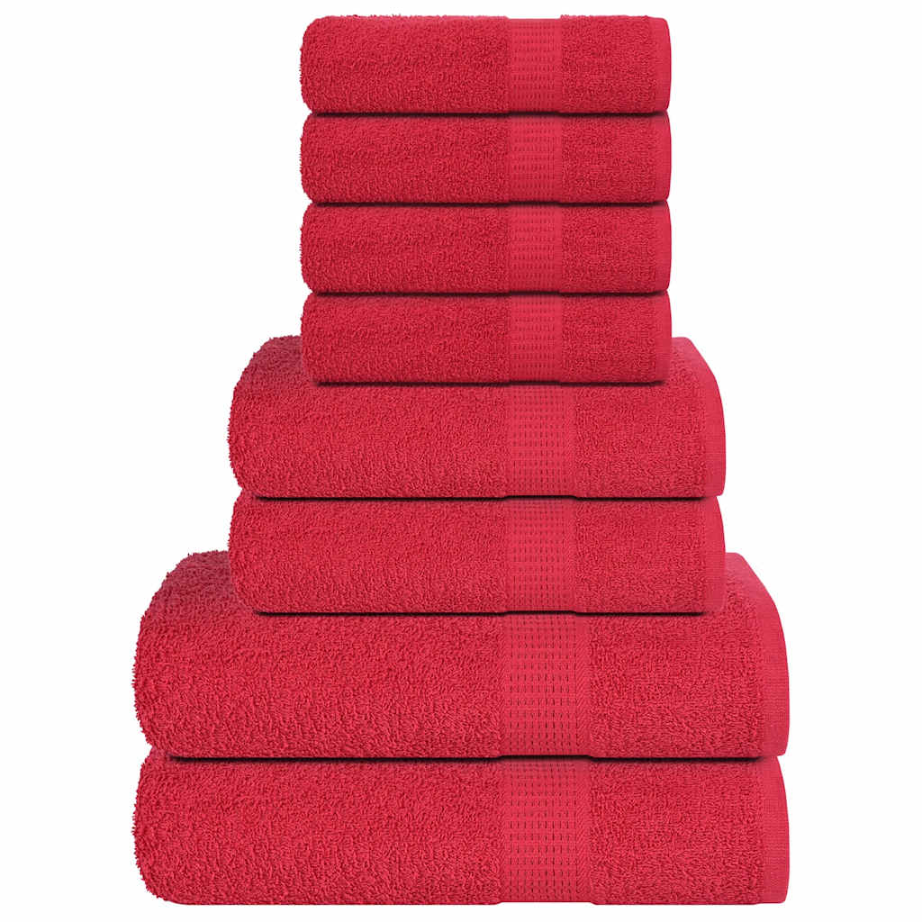Ensemble de serviettes Vidaxl 8 pièces 360 g m² 100% de coton rouge