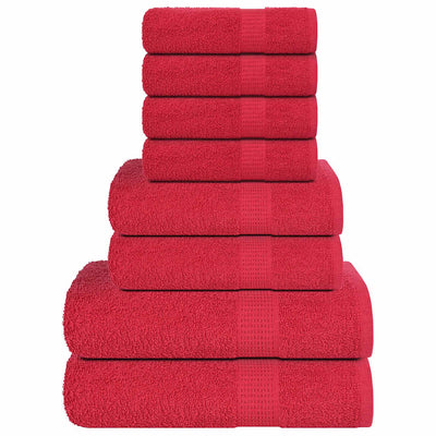 Ensemble de serviettes Vidaxl 8 pièces 360 g m² 100% de coton rouge