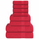 Ensemble de serviettes Vidaxl 8 pièces 360 g m² 100% de coton rouge
