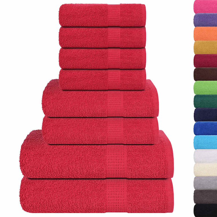 Ensemble de serviettes Vidaxl 8 pièces 360 g m² 100% de coton rouge