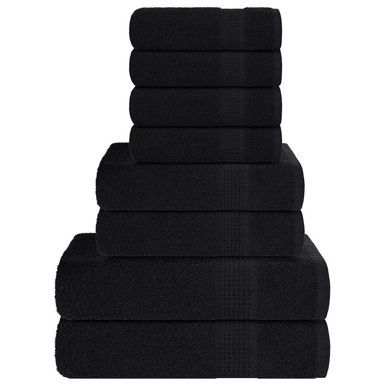 Ensemble de serviettes Vidaxl 8 pièces 360 g m² 100% coton noir