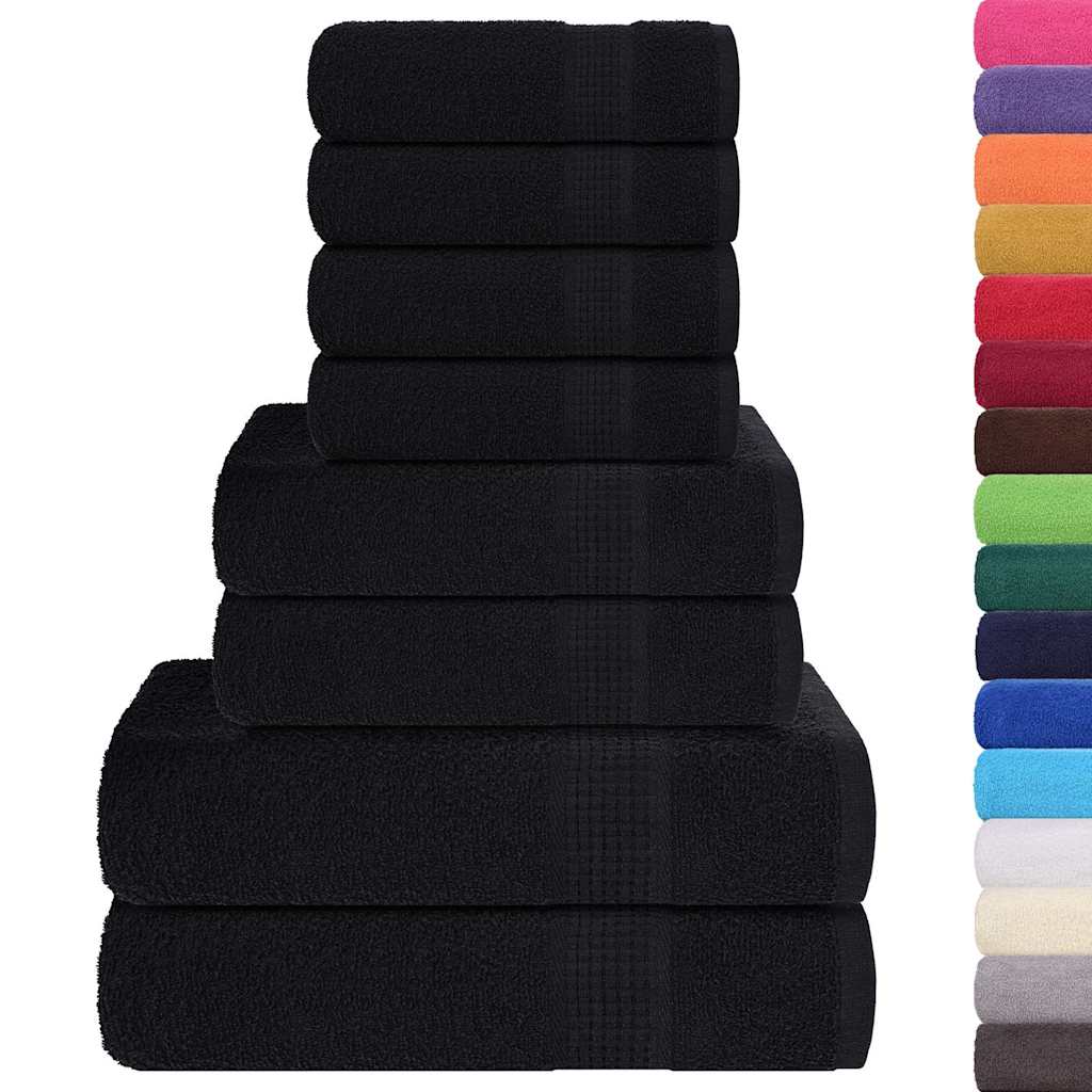 Ensemble de serviettes Vidaxl 8 pièces 360 g m² 100% coton noir