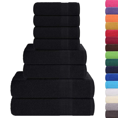 Ensemble de serviettes Vidaxl 8 pièces 360 g m² 100% coton noir