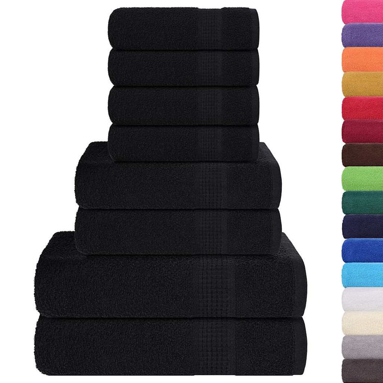 Ensemble de serviettes Vidaxl 8 pièces 360 g m² 100% coton noir