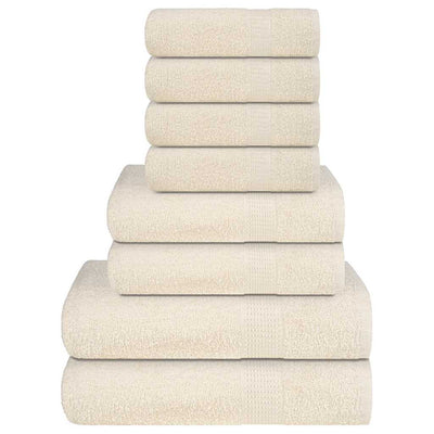 Ensemble de serviettes Vidaxl 8 pièces 360 g m² 100% coton de couleur crème
