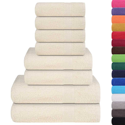 Ensemble de serviettes Vidaxl 8 pièces 360 g m² 100% coton de couleur crème
