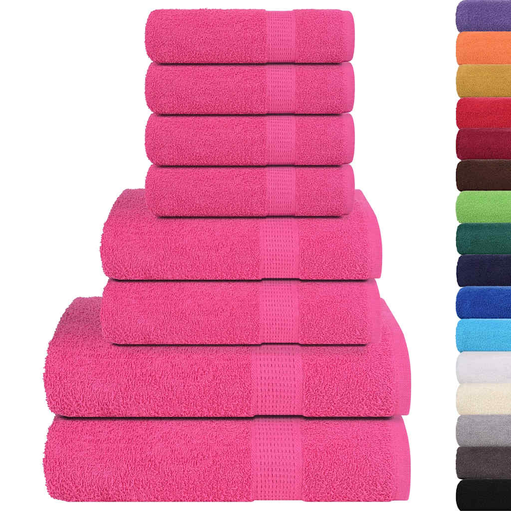 Ensemble de serviettes Vidaxl 8 pièces 360 g m² 100% de coton rose