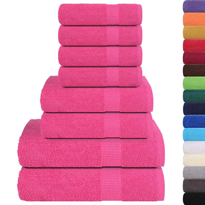 Ensemble de serviettes Vidaxl 8 pièces 360 g m² 100% de coton rose