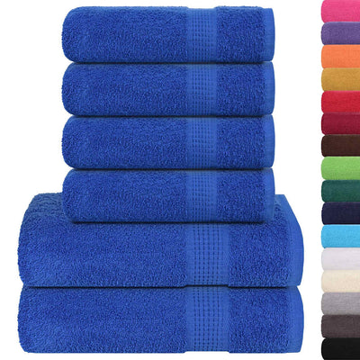 Ensemble de serviettes Vidaxl 6 pièces 360 g m² 100% coton bleu