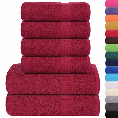 Ensemble de serviettes Vidaxl 6 pièces 360 g m² 100% coton Bourgogne rouge