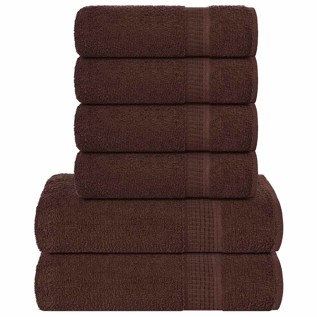 Ensemble de serviettes Vidaxl 6 pièces 360 g m² 100% coton brun