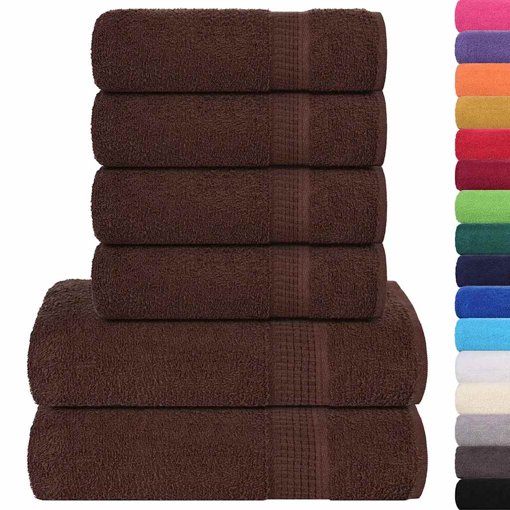 Ensemble de serviettes Vidaxl 6 pièces 360 g m² 100% coton brun