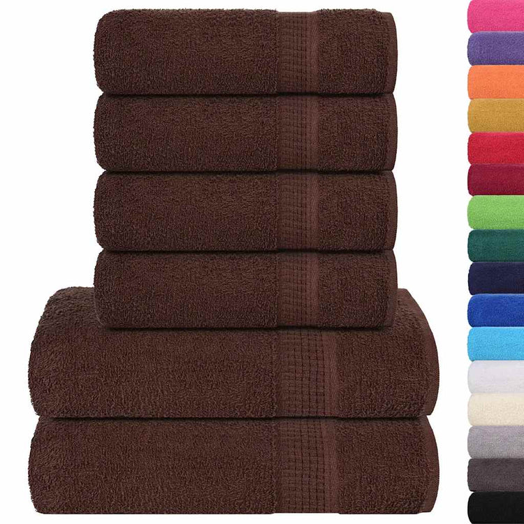 Ensemble de serviettes Vidaxl 6 pièces 360 g m² 100% coton brun