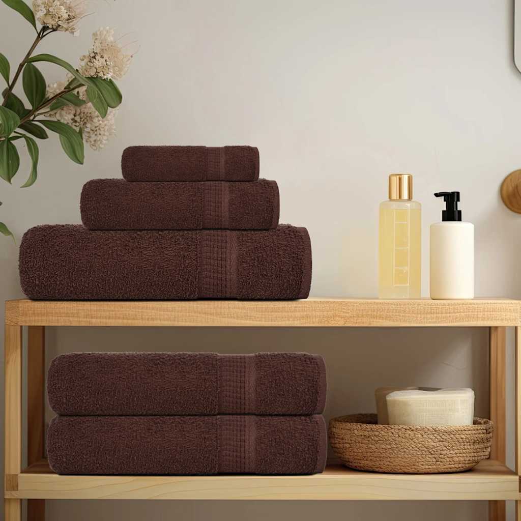 Ensemble de serviettes Vidaxl 6 pièces 360 g m² 100% coton brun