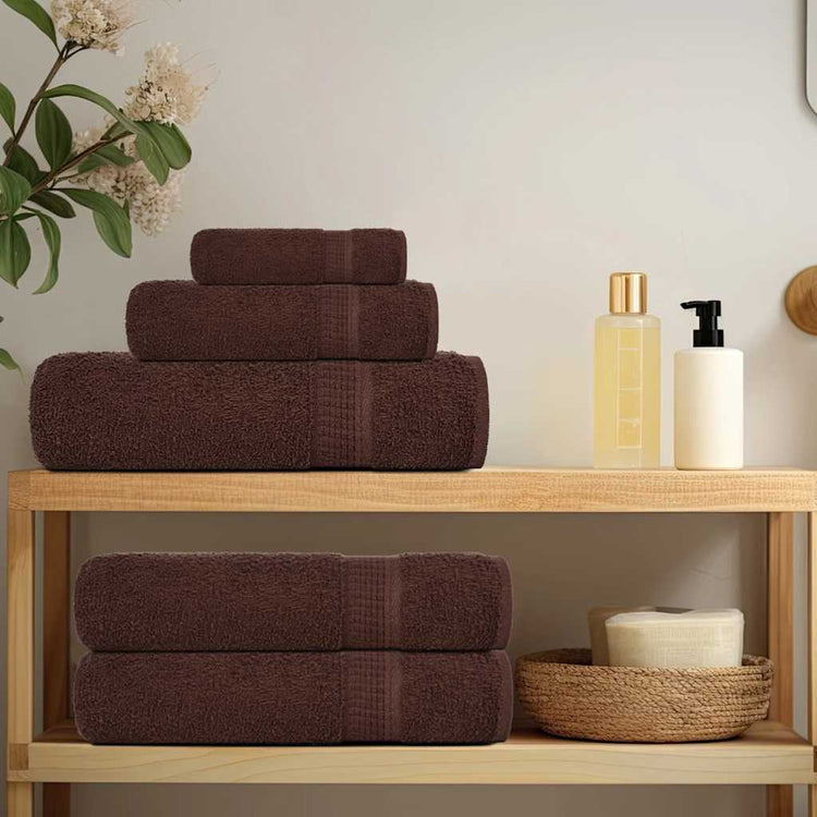 Ensemble de serviettes Vidaxl 6 pièces 360 g m² 100% coton brun