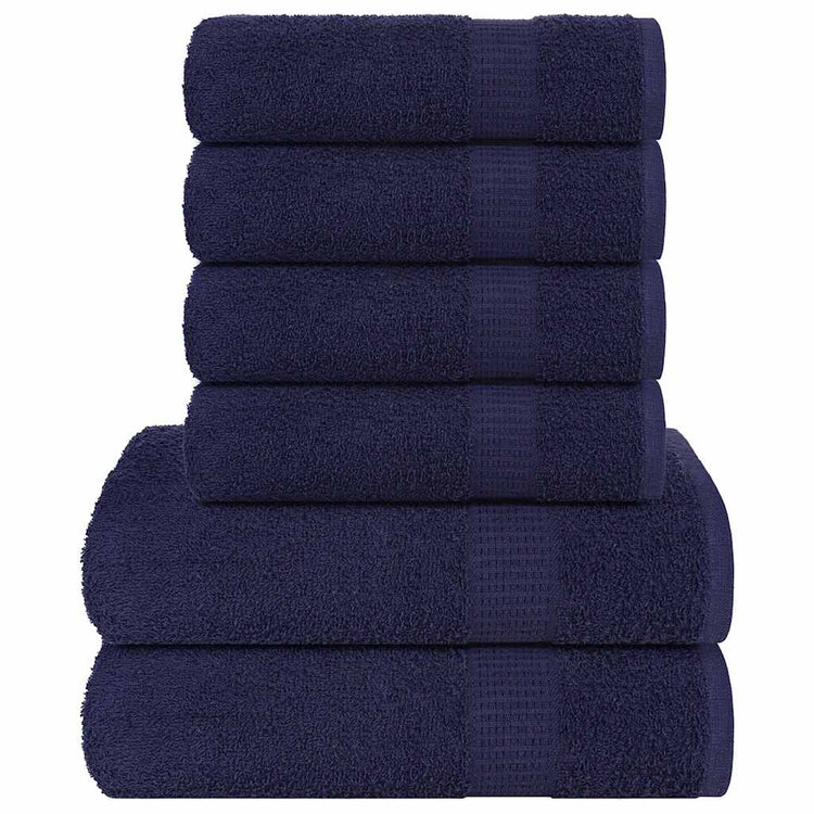 Ensemble de serviettes Vidaxl 6 pièces 360 g m² 100% Cotton Navy Bleu