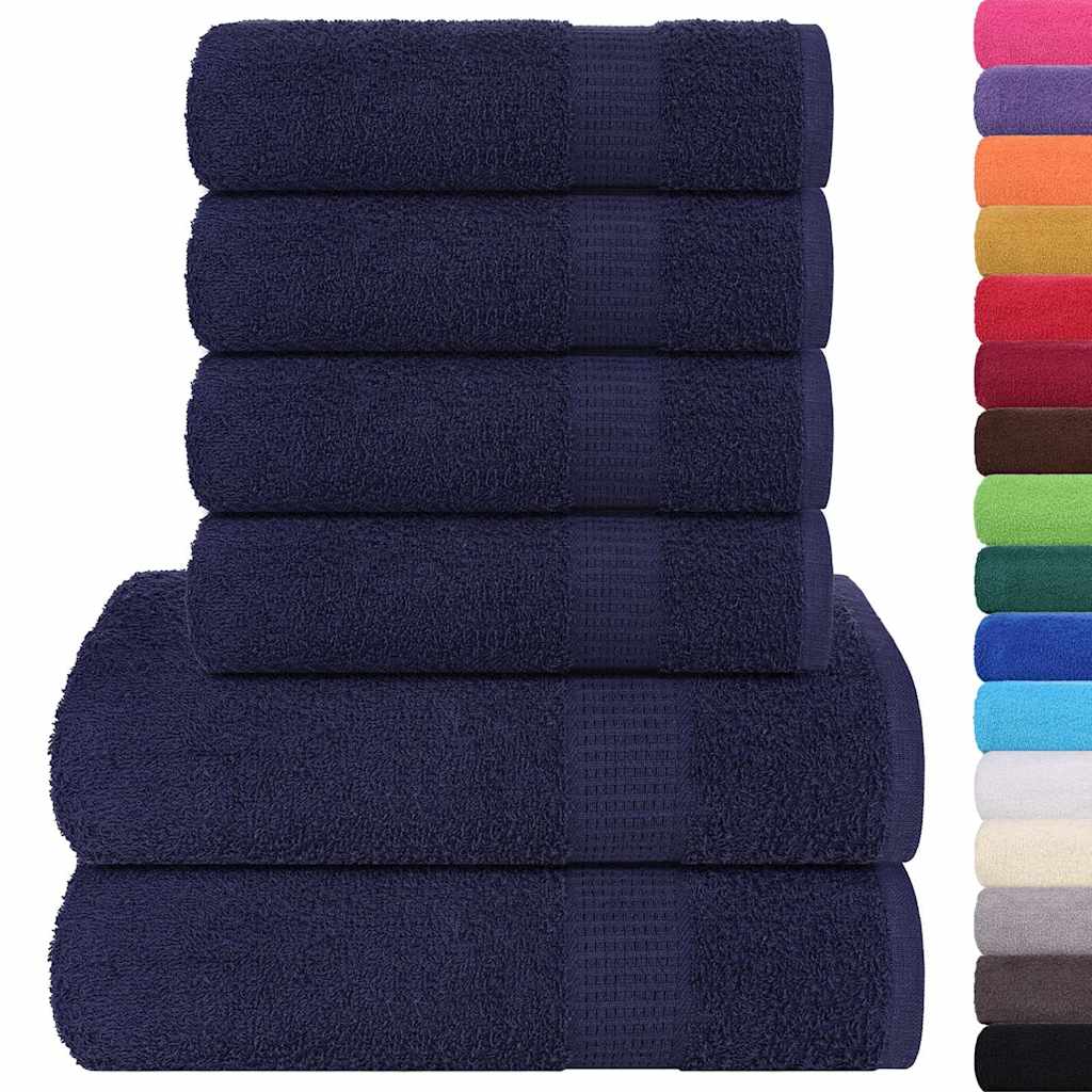 Ensemble de serviettes Vidaxl 6 pièces 360 g m² 100% Cotton Navy Bleu