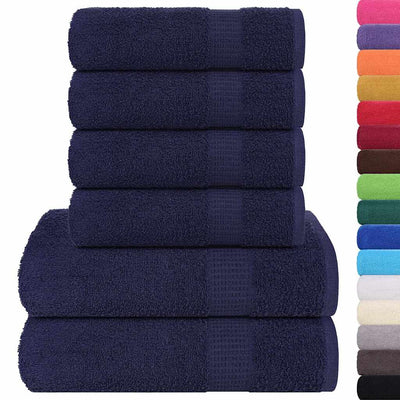 Ensemble de serviettes Vidaxl 6 pièces 360 g m² 100% Cotton Navy Bleu