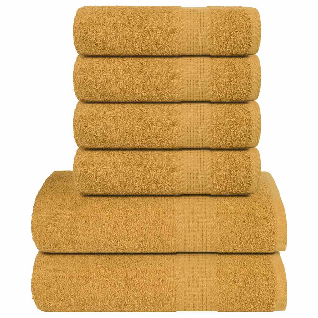 Ensemble de serviettes Vidaxl 6 pièces 360 g m² 100% coton or de couleur