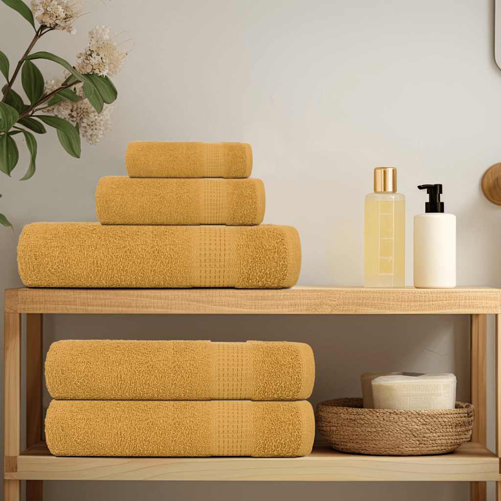Ensemble de serviettes Vidaxl 6 pièces 360 g m² 100% coton or de couleur