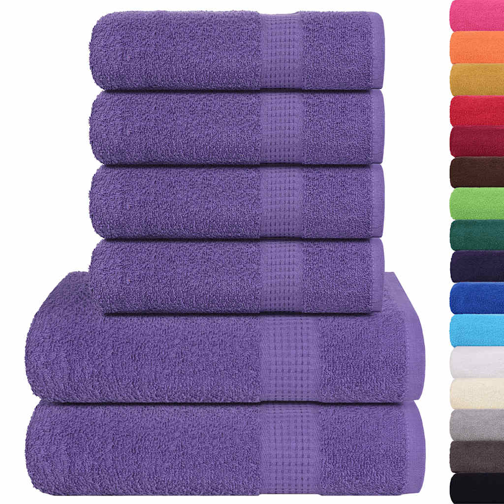 Ensemble de serviettes Vidaxl 6 pièces 360 g m² 100% coton violet
