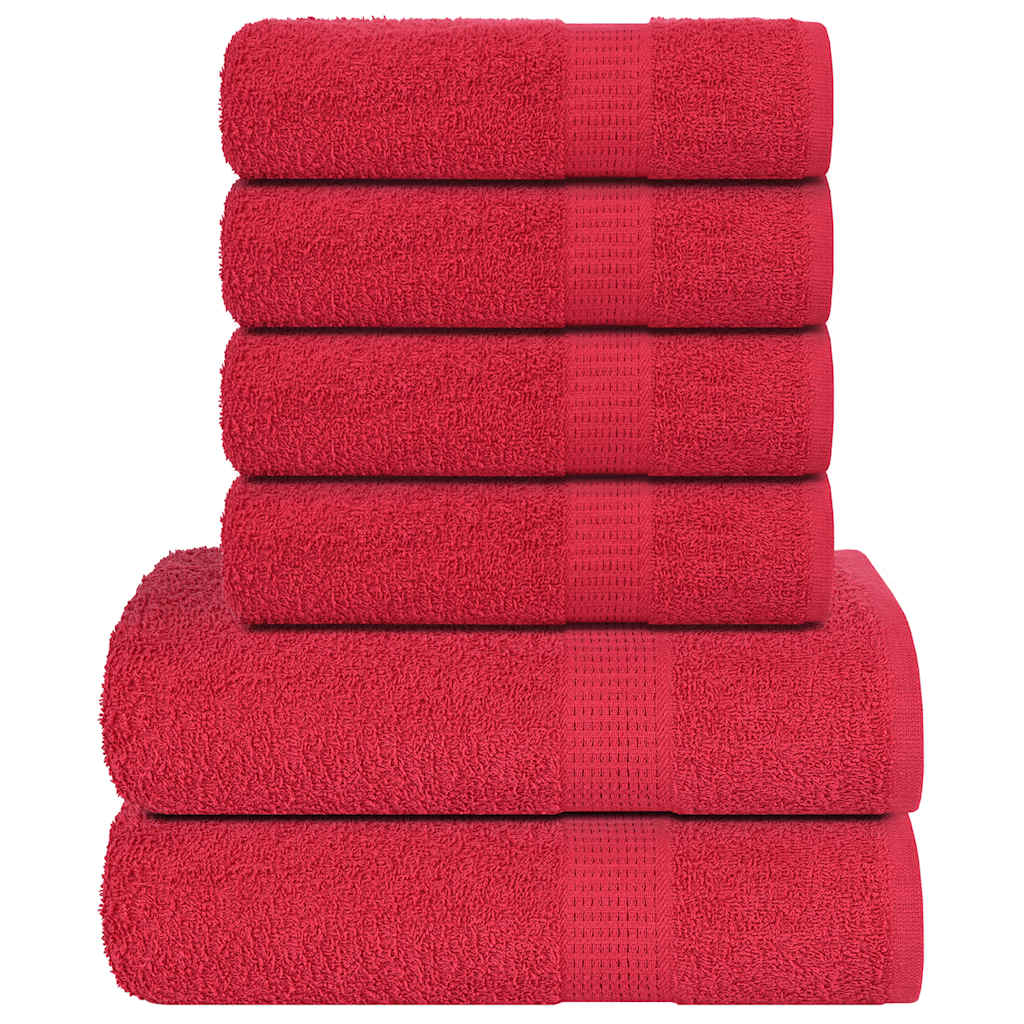 Ensemble de serviettes Vidaxl 6 pièces 360 g m² 100% de coton rouge