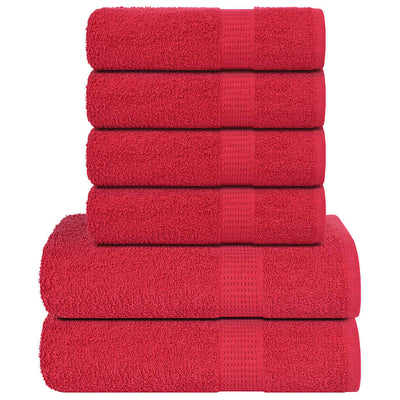 Ensemble de serviettes Vidaxl 6 pièces 360 g m² 100% de coton rouge
