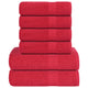 Ensemble de serviettes Vidaxl 6 pièces 360 g m² 100% de coton rouge