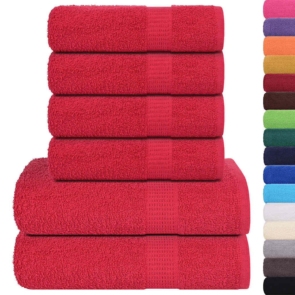 Ensemble de serviettes Vidaxl 6 pièces 360 g m² 100% de coton rouge