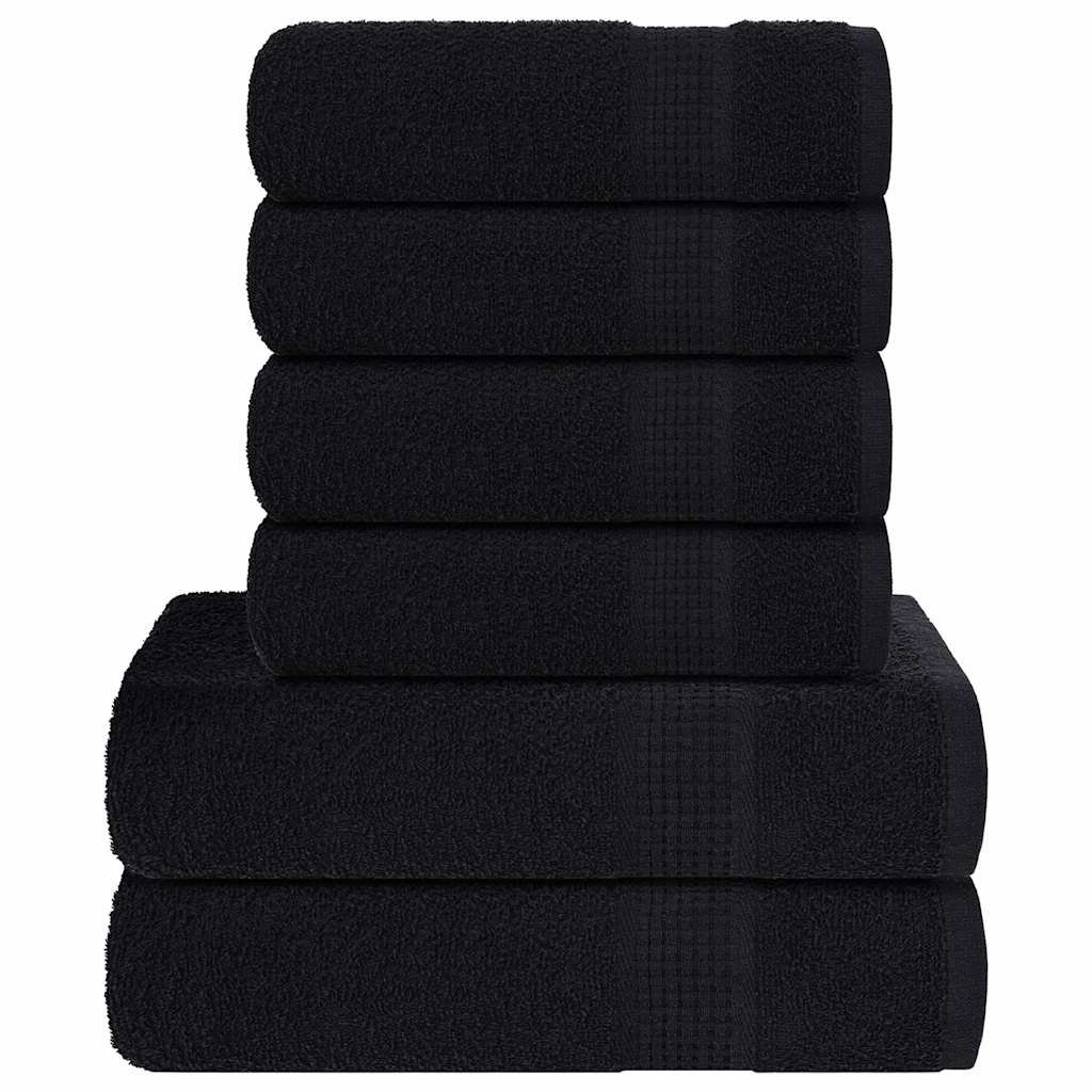 Ensemble de serviettes Vidaxl 6 pièces 360 g m² 100% coton noir