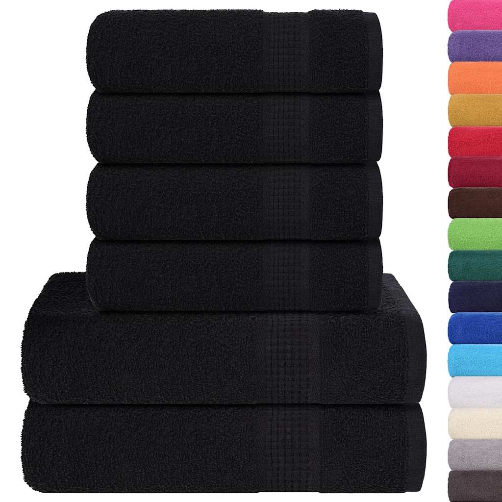 Ensemble de serviettes Vidaxl 6 pièces 360 g m² 100% coton noir