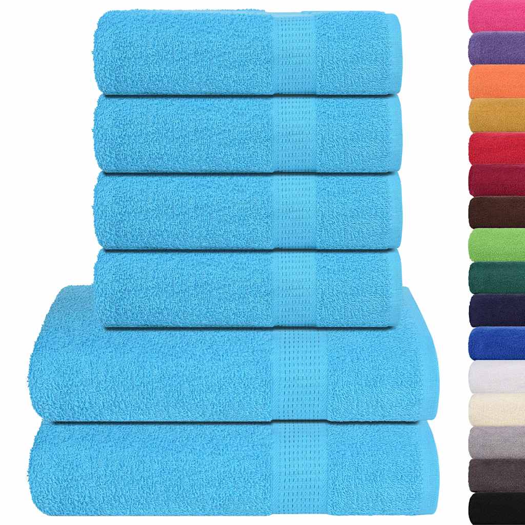 Ensemble de serviettes Vidaxl 6 pièces 360 g m² 100% coton turquoise