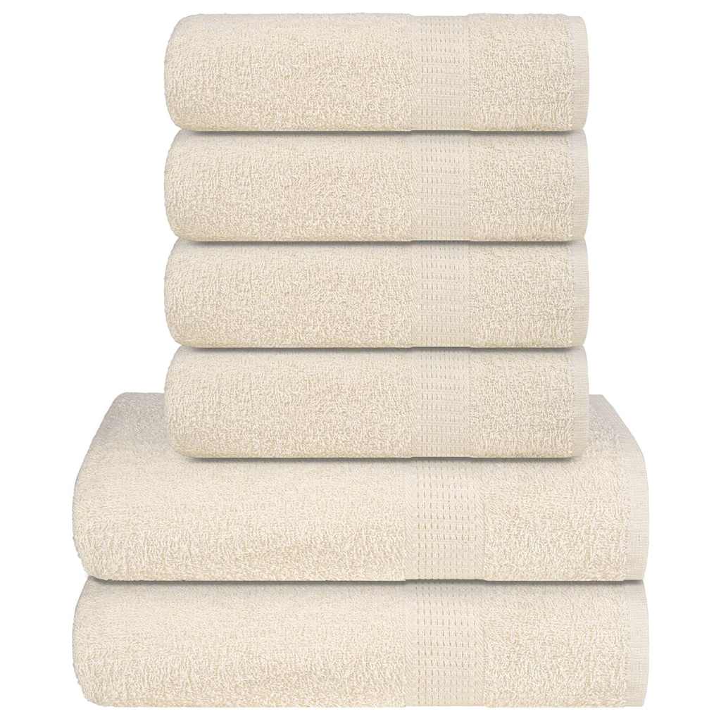 Ensemble de serviettes Vidaxl 6 pièces 360 g m² 100% coton de couleur crème