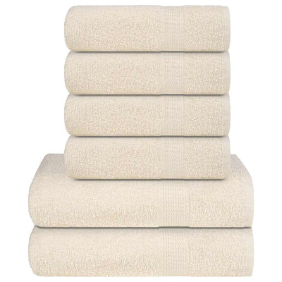 Ensemble de serviettes Vidaxl 6 pièces 360 g m² 100% coton de couleur crème