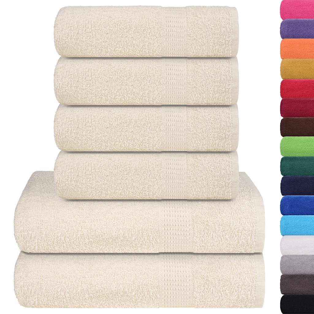Ensemble de serviettes Vidaxl 6 pièces 360 g m² 100% coton de couleur crème