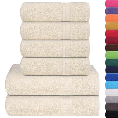 Ensemble de serviettes Vidaxl 6 pièces 360 g m² 100% coton de couleur crème