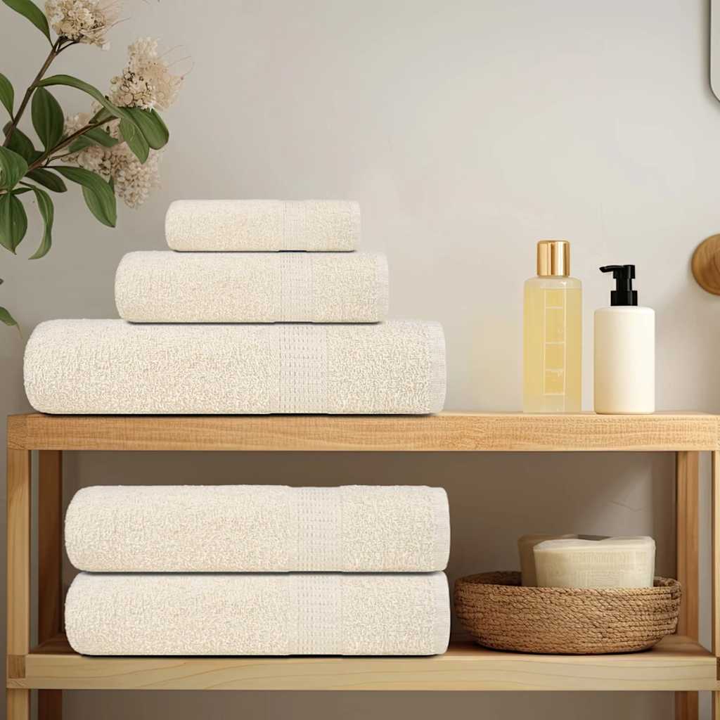 Ensemble de serviettes Vidaxl 6 pièces 360 g m² 100% coton de couleur crème
