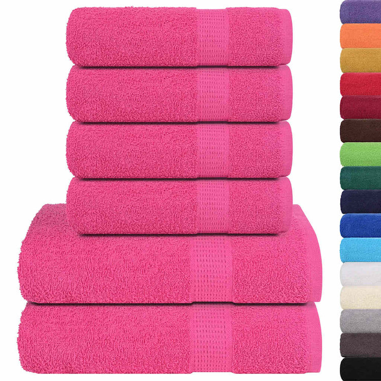 Ensemble de serviettes Vidaxl 12 pièces 360 g m² 100% de coton rose