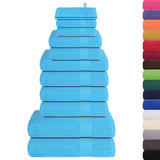 Ensemble de serviettes Vidaxl 12 pièces 360 g m² 100% coton turquoise - afbeelding 3