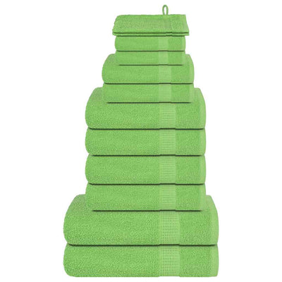Ensemble de serviettes Vidaxl 12 pièces 360 g m² 100% coton vert pomme
