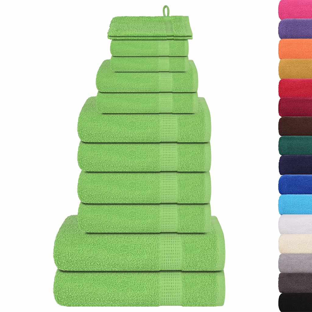 Ensemble de serviettes Vidaxl 12 pièces 360 g m² 100% coton vert pomme