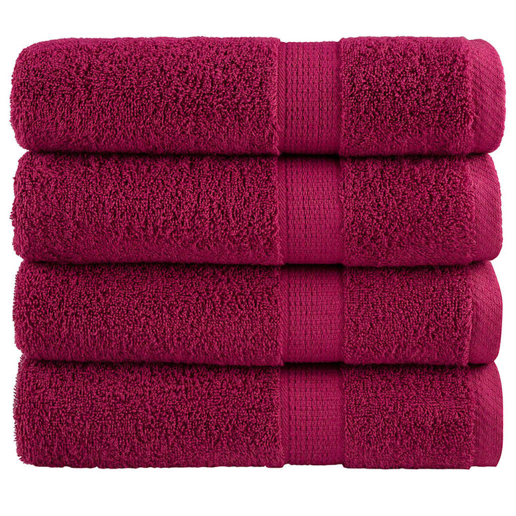 Serviettes de bain Vidaxl Solund 4 pcs 600 g m² 100x150 cm bordeauxrode