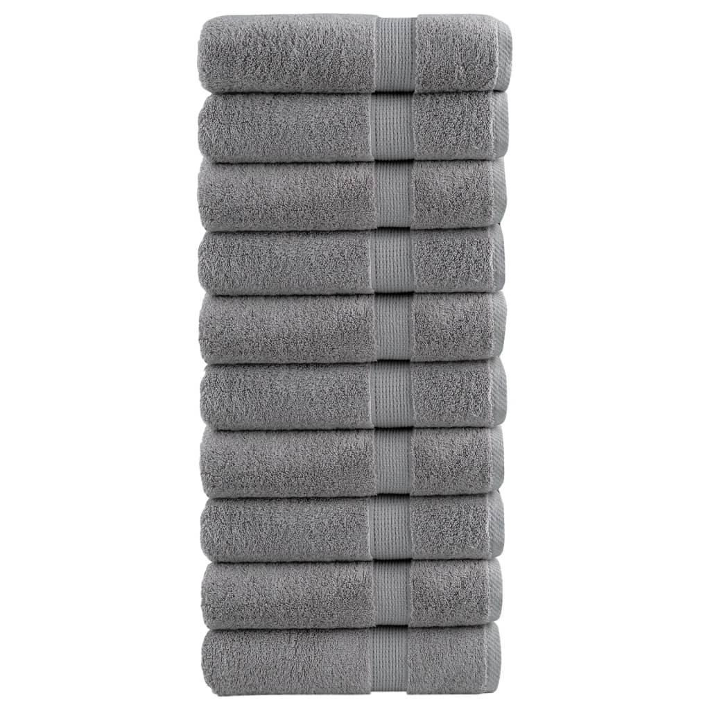 Serviettes de bain Vidaxl Solund 10 pcs 600 g m² 100x150 cm gris