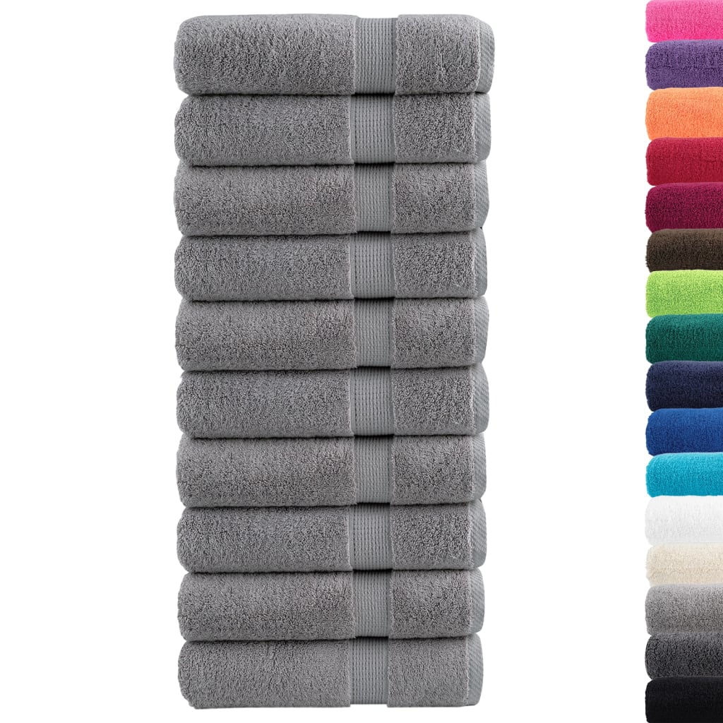 Serviettes de bain Vidaxl Solund 10 pcs 600 g m² 100x150 cm gris