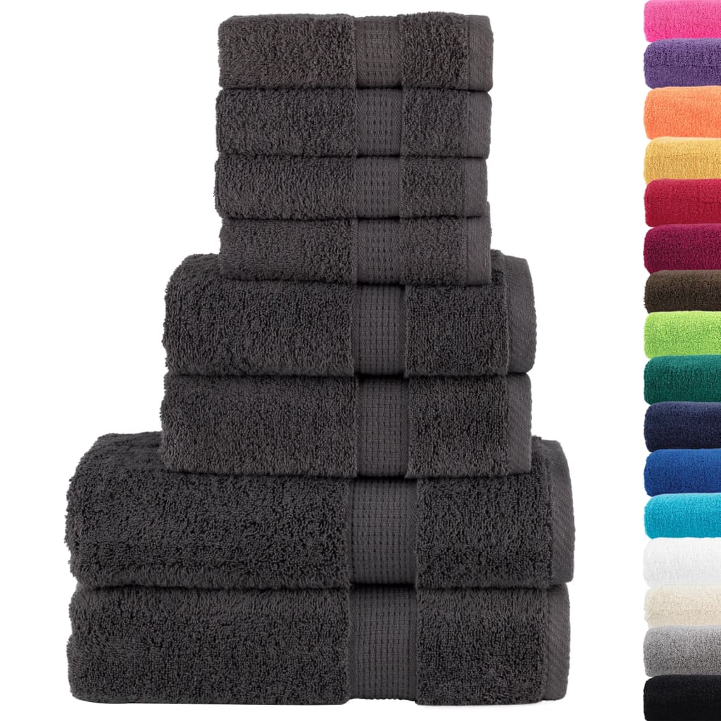 Vidaxl Set serviette à 8 pièces Solund 600 g m² de couleur anthracite